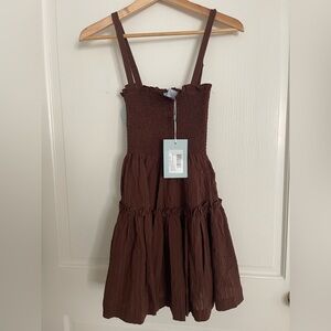 Hill house mini seraphina dress chocolate stripe xs NWT